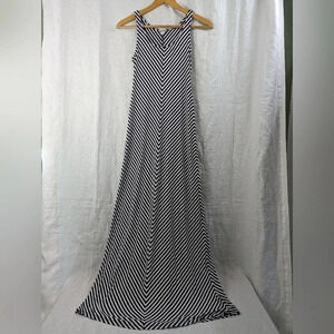 Merona striped navy and white maxi sun dress, women's size extra small  A11